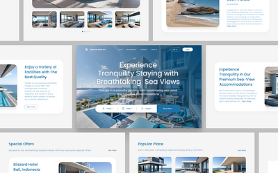 Seaside Serenity - Luxury Lodging Website branding fresh ui hotel landing page hotel ui design hotel website landing page lodging landing page minimalist ui modern and minimalist ui modern ui product design travel landing page travel web travel website ui design uiux visual design web design