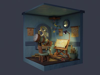 room isometric 3d