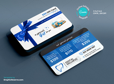 Dental Gift Card Canva Design Template business card business card design canva canva dentist business card canva template dental business card dental schedule business card dentist business card dentist business card design dentist expert business card dentist modern business card