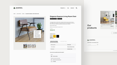 Product Page // Ecommerce Website - Luxury furniture webshop ecommerce furniture product page ui uxui design webshop website