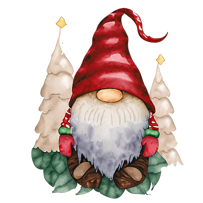 Christmas Gnome Clipart PNG Watercolor