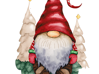 Christmas Gnome Clipart PNG Watercolor