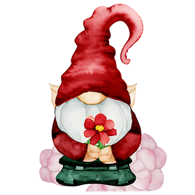 Christmas Gnome Clipart PNG Watercolor size approx.: 12×12 inc