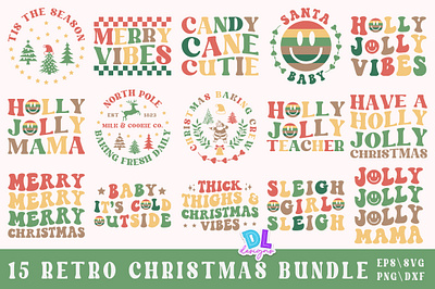 Funny Retro Christmas Bundle Santa bundle christmas design illustration retro santa sublimation svg