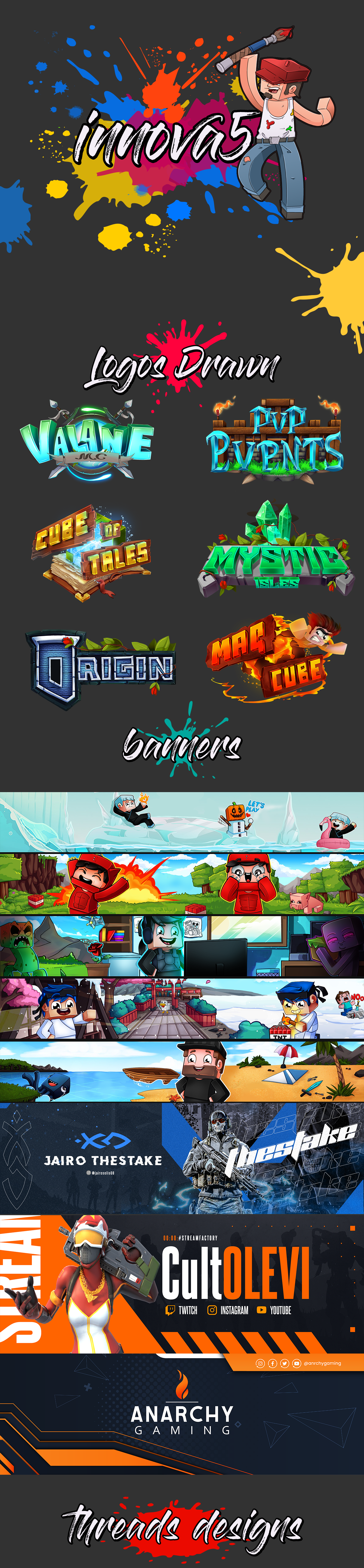 Banners Youtube Minecraft V1 banner banners branding design graphic design header illustration kick logo minecraft motion graphics twitch ui youtube