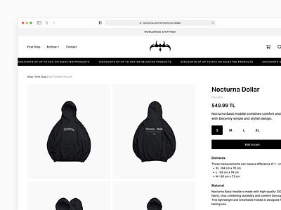Nocturna Product View 🐦‍⬛ app application cart design e comerce ecommerce hoodie logo minimal nocturna online shopping product product view shopping t shirt ui uiux ux view web
