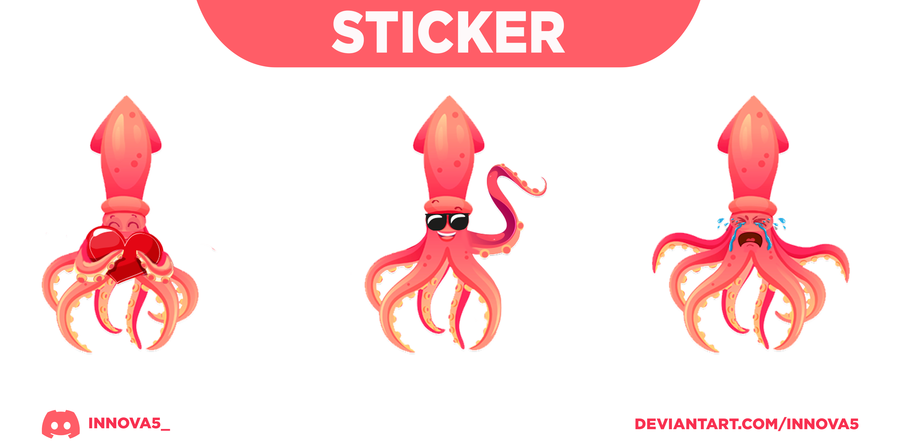 Octopus Telegram Sticker banner branding design discord emotes graphic design header illustration kick logo minecraft motion graphics sticker telegram ui youtube