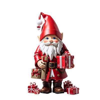 Christmas Gnome Clipart PNG Watercolor digital santa claus clipart