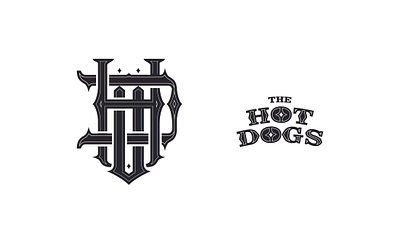 The Hot Dogs black and white branding d graphic design h hot dogs lines logo symbol t thd