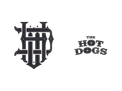 The Hot Dogs black and white branding d graphic design h hot dogs lines logo symbol t thd