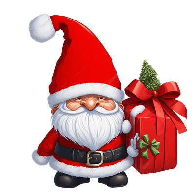 Christmas Gnome Clipart PNG Watercolor digital santa claus clipart