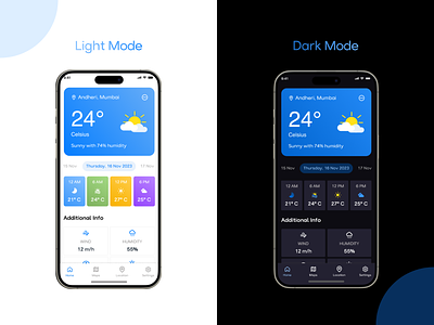 Carrot-weather application redesign app dark dark mode light mode mobile mobile app ui weather weather app