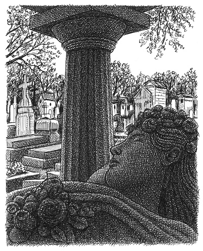 Montparnasse Cemetery art artist artwork cemetery drawing hand drawn illustration ink paris sculpture
