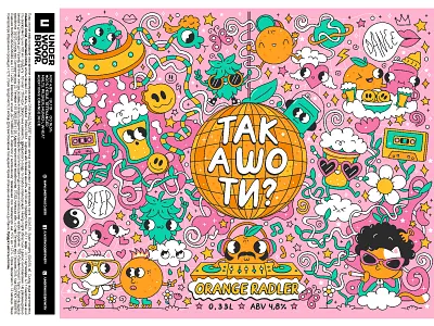 Beer design 80s acid beer cartoon character craft cute design disco drink illustration kawaii lsd orange package party psychedelic retro trippy vintage