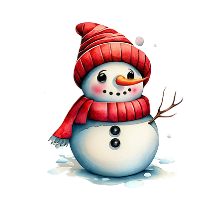 Snowman Clipart PNG Watercolor digital santa claus clipart