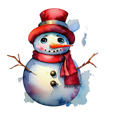 Snowman Clipart PNG Watercolor digital santa claus clipart