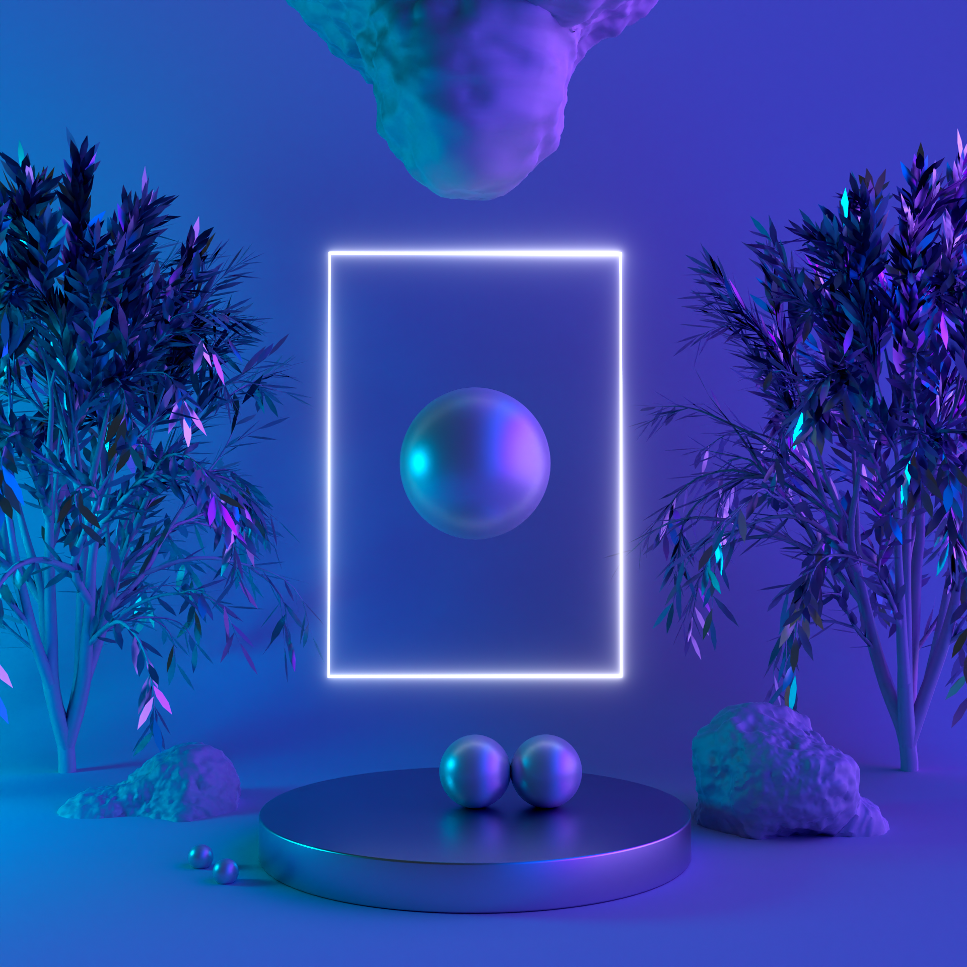 Android Oasis 3d abstract abstraction advertise azure blue design graphic design illustration microsoft