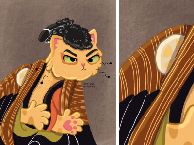 Fan art Furoshiki «Actor kabuki» - Nellasbydani art cats character conceptart digitalart illustration