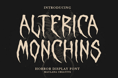 Alterica Monchins Horror Display Font branding font fonts graphic design horror font letter font logo modern font nostalgic vintage font