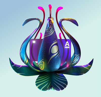 alien flower 3d 4d alien flower bank card cinema4d graphic design