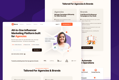 Qoruz Home Homepage | Influencer Marketing Platform | Design branding influencer marketing landing page ui