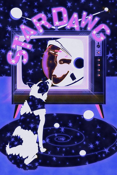 Stardawg balls blue cattle dog design dog illustration rug space stardust stars television texture tv vintage tv