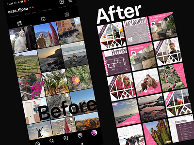 Sosial media page rebrending before after branding figma holiday home rental instagram post rebrending social media soial media post ui