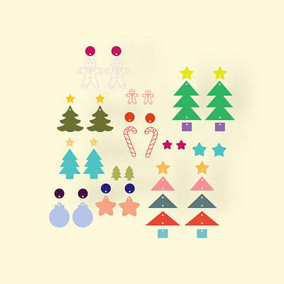 Christmas Earring Template christmas earrings design fun earrings laser cutter design vector