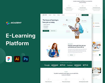 E-Learning Platform ai powered learning design e learning landing page online education ui ui design webdesign