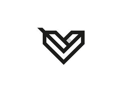 Feather heart brand branding design elegant feather heart illustration letter logo logotype love mark minimalism minimalistic modern sign v