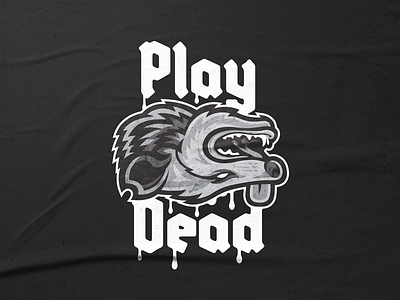 Play Dead black and white branding dead design graphic design illustration illustrator logo possum vector