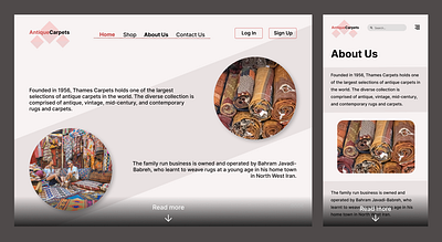 Antique Carpets concept design About Us about us aesthetic carpets desktop figma mobile modern simple typography ui ux webdesign