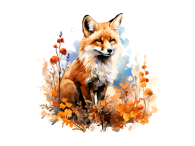 fox watercolor craft illustration animal cheerful cute design fox illustration joyful kids art watercolor