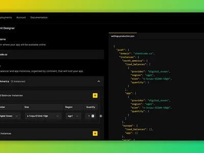 Deployment Designer code continent css deployment designer digital ocean editor gui html ide instances linode region server vultr