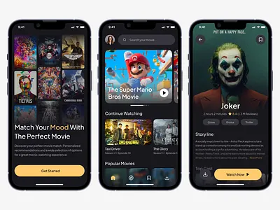 Movie Streaming App app app design clean design film film poster mobile mobile app movie movie app movie design movie streaming streaming ui ui design uiux
