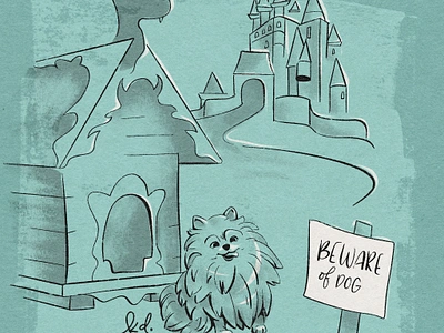 Day 14 - Castle | Inktober 2023 beware book castle challenge child cute dog fall guard halloween illustration ink inktober kid lit october pomeranian silly spooky texture