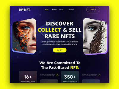 DF - NFT Landing Page Design crypto dark theme design header header design landingpage nft nft sell ui ui ux website