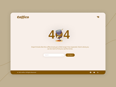 404 Error Page 100ui 404 404error brown cafe coffee cream dailyui dribble error practice ui uidesign ux
