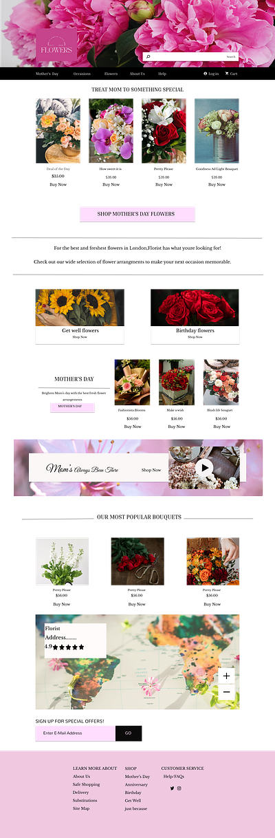 FLOWERS website whit love page app design graphic design ui