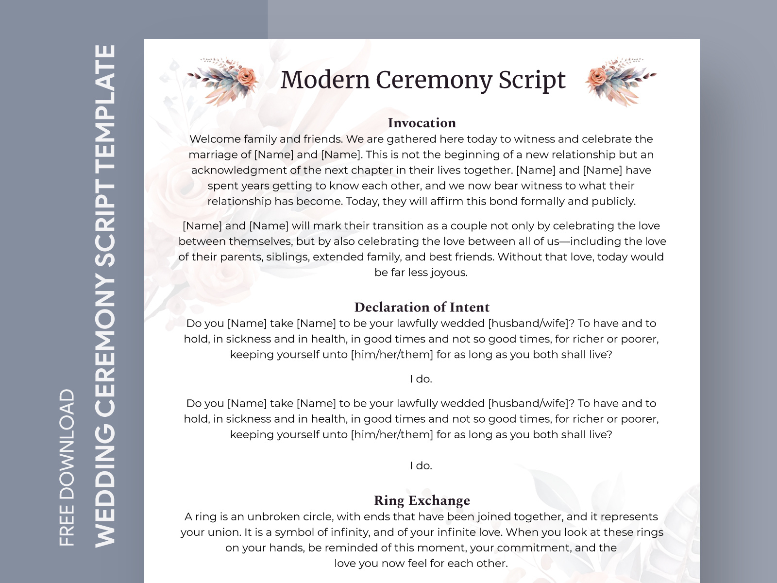 Modern Wedding Ceremony Script Free Google Docs Template by Free Google