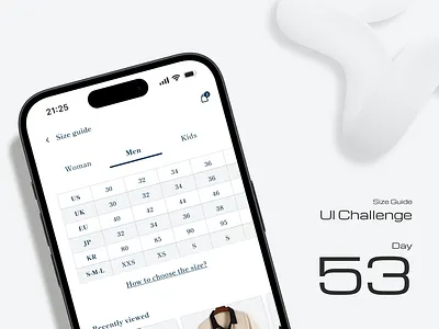 Size Guide e commerce marketplace men mobile app mobile design online shopping shopping shopping app size size guide ui ui design women