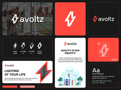 avoltz - Logo Design Concept bolt boost brand identity branding concept creative design designer portfolio electricity energy lightning logo logo designer modern negative space power simple spark thunder unique