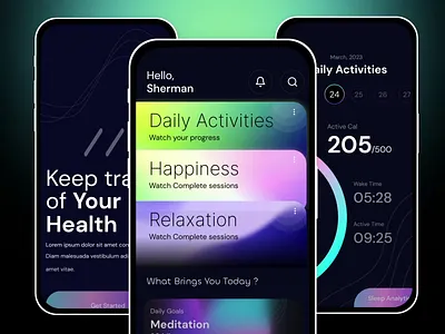 Meditation app design mobile app app design app design agency app designer app developer app development meditation meditation app meditation app design mindfulness modern app self help self help app self improvement ui designer ui kit wellness wellness app