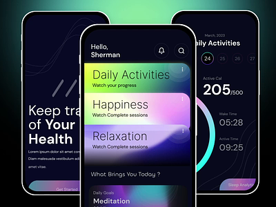 Meditation app design mobile app app design app design agency app designer app developer app development meditation meditation app meditation app design mindfulness modern app self help self help app self improvement ui designer ui kit wellness wellness app