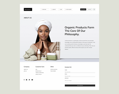 About Us | SkincareHome Website (B) about us contact us form minimal organic skincare ui ux web design