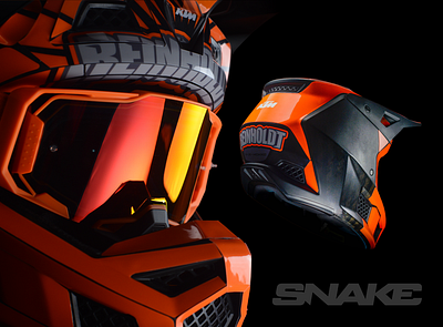 Snake Designs - Fox V3RS Carbon - Reinholdt Wrap custom motocross fox racing helmet design ktm ktm orange moto design motocross motocross design