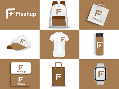 Flashup logo stationary design concept 3d branding graphic design logo ui