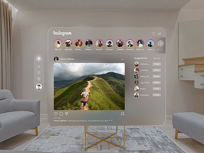 VisonOS Instagram | VR Instagram website design ar ar and vr design dribble insta ar instagram latest new simple trending virtual reality visionos visionos instagram vr vr designs vr insta vr instagram web design