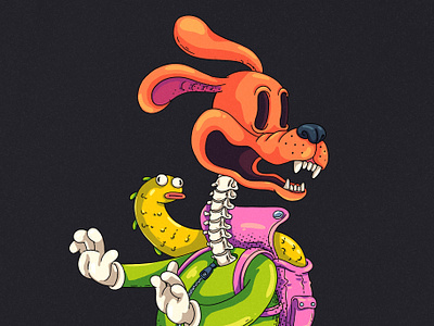 Runaway animal art cartoon character crazy crypto design dog funny graphic illustration mad nft nftart procreate web3