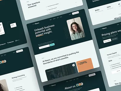Neero - Consulting Webflow template about us app branding design graphic design hero hero section illustration logo portrait stack portraits pricing template ui underline heading webflow